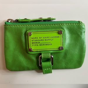 Marc by Marc Jacobs Neon Green Leather Zip-around Key/Card Case